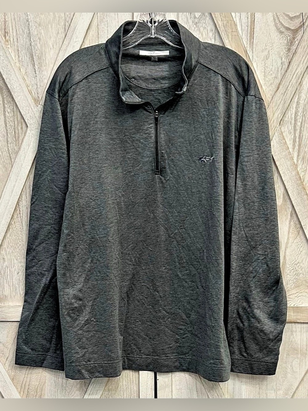 Greg Norman Quarter Zip Men’s XL Performance Gray Heather Golf Pullover Shark